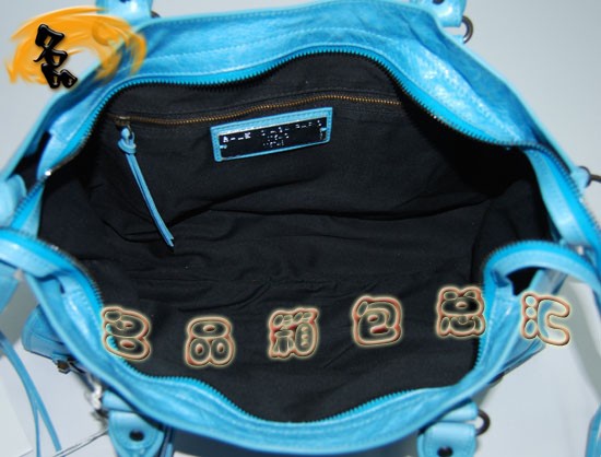 115748S 巴黎世家單肩包 Balenciaga機車包 進口油皮經典款女包 手提包 天藍色