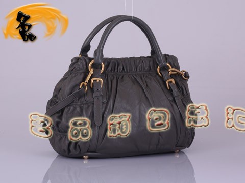 BN1791 普拉達最新款褶皺羊皮時尚女士休閑包 Prada手提包 Prada斜挎包 灰色