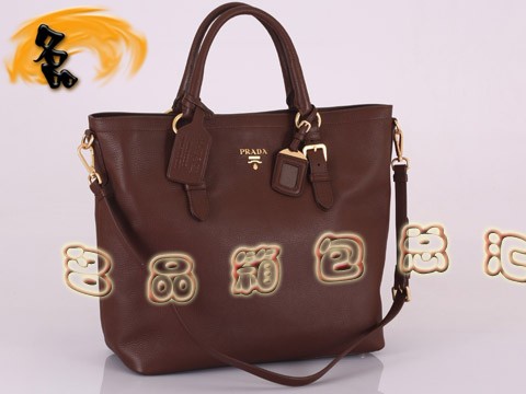 BN1795 普拉達最新款牛皮女士手提包 Prada時尚休閑女包 Prada斜挎包 啡色