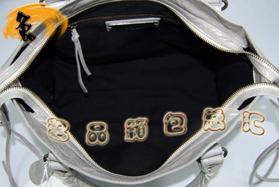 115748S 巴黎世家單肩包 進口油皮時尚女包 Balenciaga機車包 手提包 淺灰色