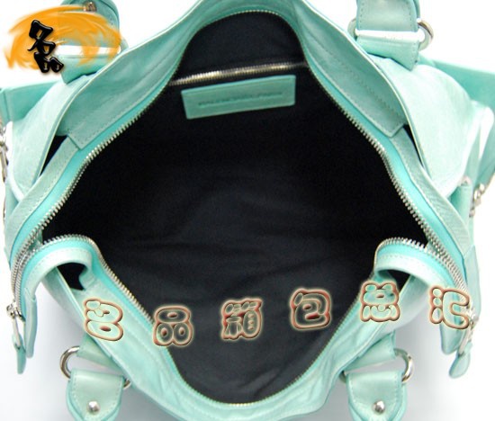 173084A 巴黎世家單肩包 Balenciaga機車包 進口牛皮時尚休閑女包 手提包 湖水綠色