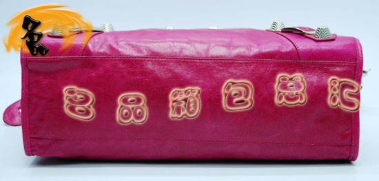 173084A Balenciaga單肩包 巴黎世家手提包 進口牛皮經典時尚女包 機車包 玫紅色