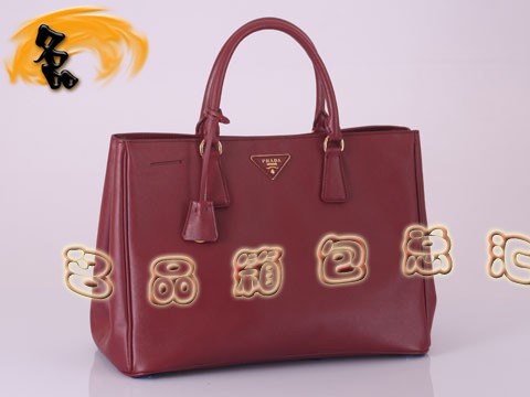 BN1844 Prada最新款十字紋進口牛皮女包 普拉達手提包 Prada手提包 紫紅色