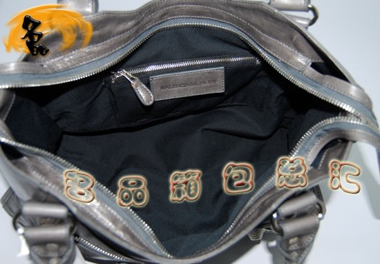 173084A Balenciaga手提包 巴黎世家單肩包 進口牛皮經典時尚女包 機車包 深銀灰色
