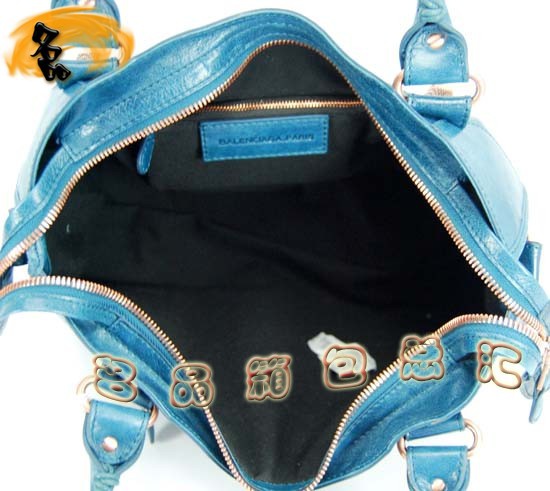 173084C Balenciaga手提包 巴黎世家單肩包 進口牛皮經典時尚女包 機車包 寶藍色