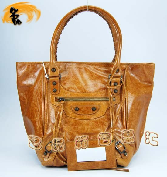 228750 Balenciaga手提包 巴黎世家單肩包 進口牛皮經典時尚女包 駝色