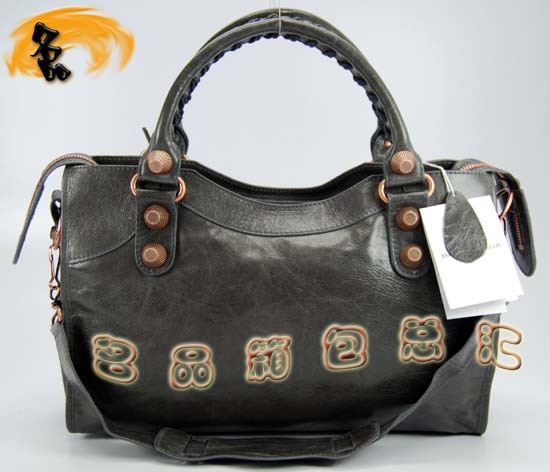 173084C Balenciaga手提包 巴黎世家單肩包 進(jìn)口牛皮經(jīng)典時(shí)尚女包 機(jī)車包 深銀灰色