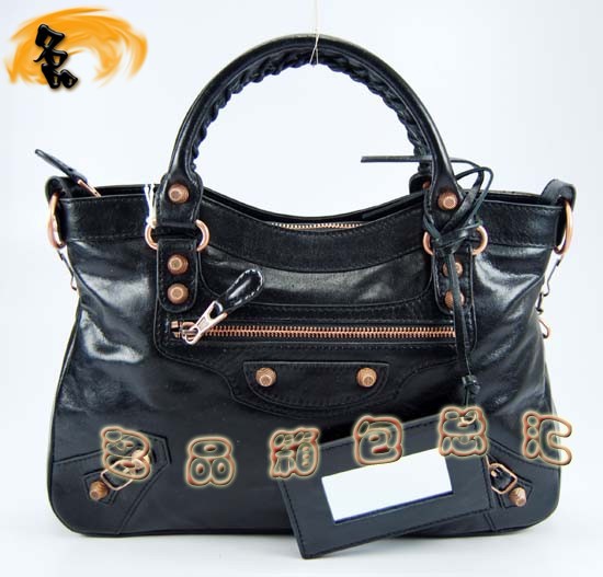 240557C 巴黎世家單肩包 Balenciaga機車包 進口油皮時尚女包 手提包 黑色