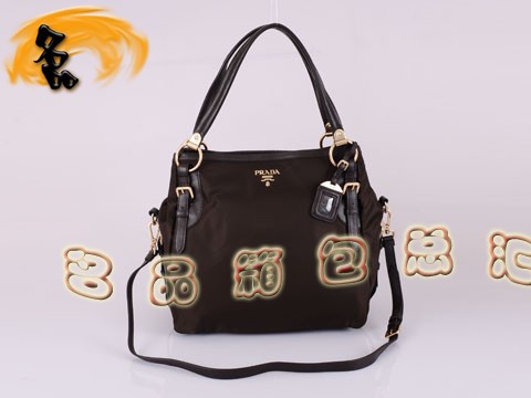BR4290 Prada斜挎包 防水尼龍帆布女包 普拉達單肩包 帆布包 啡色