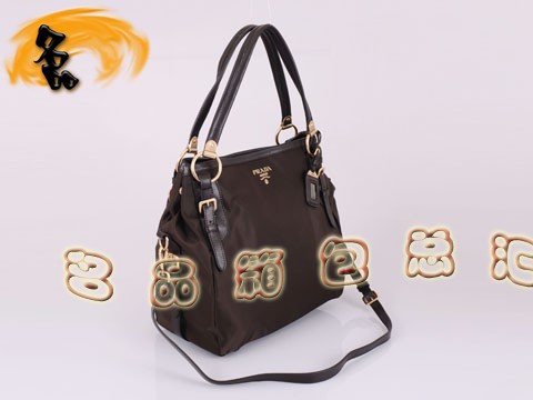 BR4290 Prada斜挎包 防水尼龍帆布女包 普拉達單肩包 帆布包 啡色