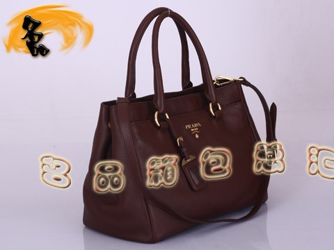 BR4393 Prada斜挎包 普拉達手提包 新款時尚女士休閑包 進口t頭層牛皮女包 啡色