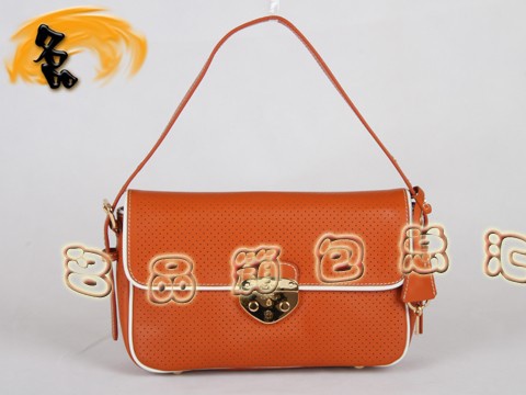 BR4424 Prada單肩包 普拉達(dá)手拎包 新款女士休閑包 進(jìn)口頭層牛皮女包 橙色