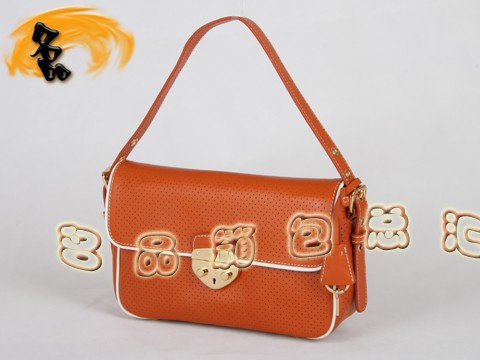 BR4424 Prada單肩包 普拉達(dá)手拎包 新款女士休閑包 進(jìn)口頭層牛皮女包 橙色