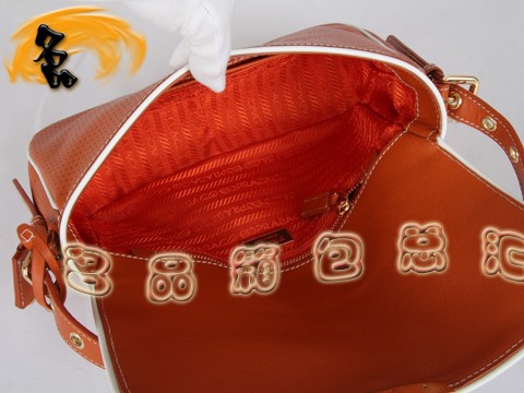 BR4424 Prada單肩包 普拉達(dá)手拎包 新款女士休閑包 進(jìn)口頭層牛皮女包 橙色