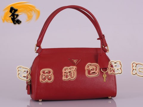 BR4418 Prada單肩包 普拉達(dá)手提包 時尚休閑包 進(jìn)口頭層牛皮女包 紅色