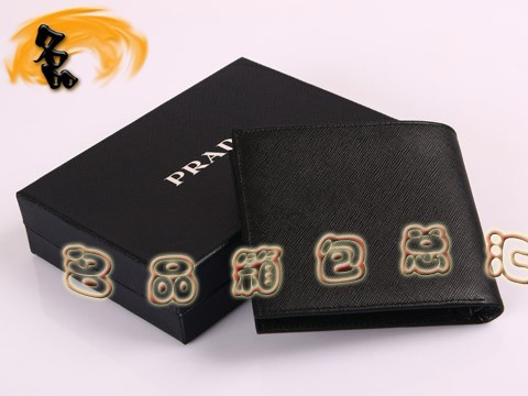 2M0114 Prada錢包 新款進口十字紋牛皮錢夾 普拉達短款錢包 Prada男士錢夾 黑色