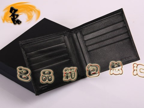 2M0114 Prada錢包 新款進口十字紋牛皮錢夾 普拉達短款錢包 Prada男士錢夾 黑色
