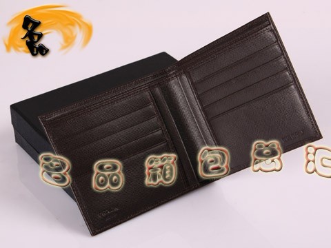 2M0114 Prada錢包 新款進口十字紋牛皮錢夾 普拉達短款錢包 Prada男士錢夾 啡色