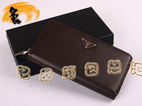 M506A Prada錢(qián)包 普拉達(dá)男士牛皮銀色拉鏈長(zhǎng)錢(qián)夾 Prada長(zhǎng)款錢(qián)包 Prada錢(qián)夾 啡色