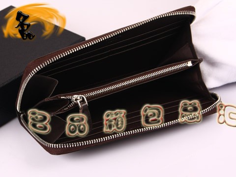 M506A Prada錢(qián)包 普拉達(dá)男士牛皮銀色拉鏈長(zhǎng)錢(qián)夾 Prada長(zhǎng)款錢(qián)包 Prada錢(qián)夾 啡色