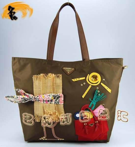 89277 Prada女包 普拉達手提包 Prada時尚休閑女包 最新款單肩包 卡其色