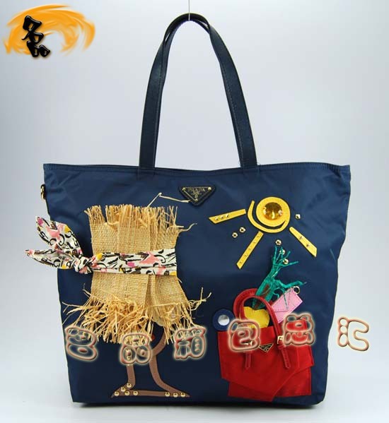 89277 Prada女包 普拉達(dá)手提包 Prada休閑女包 最新款單肩包 購(gòu)物袋 藍(lán)色