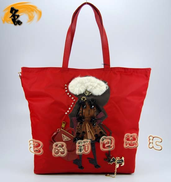 89302 Prada女包 普拉達手提包 Prada時尚休閑女包 最新款單肩包 大紅色