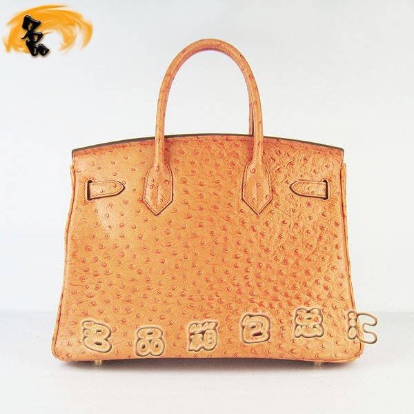 6088 Hermes Birkin 鉑金包 愛馬仕女包 Hermes手提包 鴕鳥紋(30) 橙色金扣