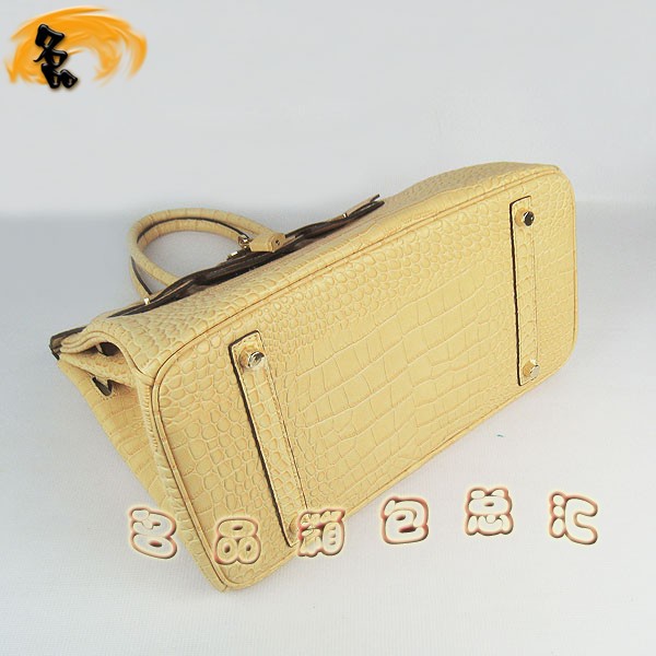 6089 Hermes手提包 Hermes Birkin 鉑金包 愛馬仕女包 鱷魚紋(35) 黃色金扣