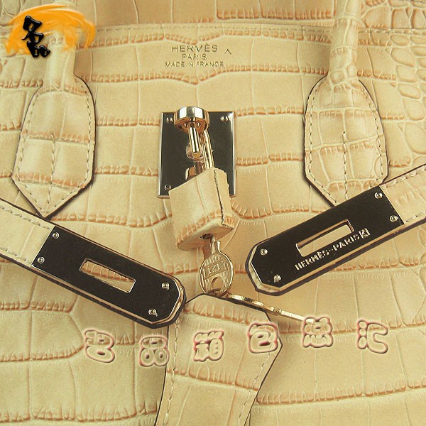 6089 Hermes手提包 Hermes Birkin 鉑金包 愛馬仕女包 鱷魚紋(35) 黃色金扣