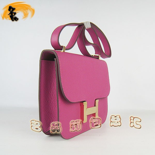 017 愛(ài)馬仕 新款H扣單肩包 Hermes Constancec系列 經(jīng)典款兩用女包 桃紅色復(fù)古斜挎包
