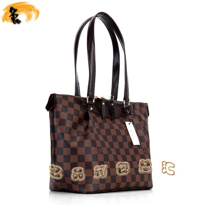 N41102 LV最新款 LV棋盤(pán)格女包 單肩包 LV格仔系列女士休閑包 咖啡色