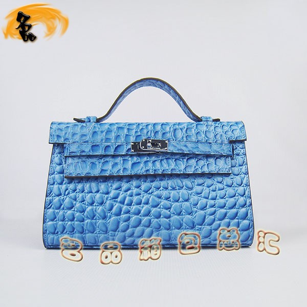 H008 最新款Hermes女包 手提包 愛馬仕晚宴包 Hermes Kelly Bag 凱莉包 石頭紋 淺藍(lán)色
