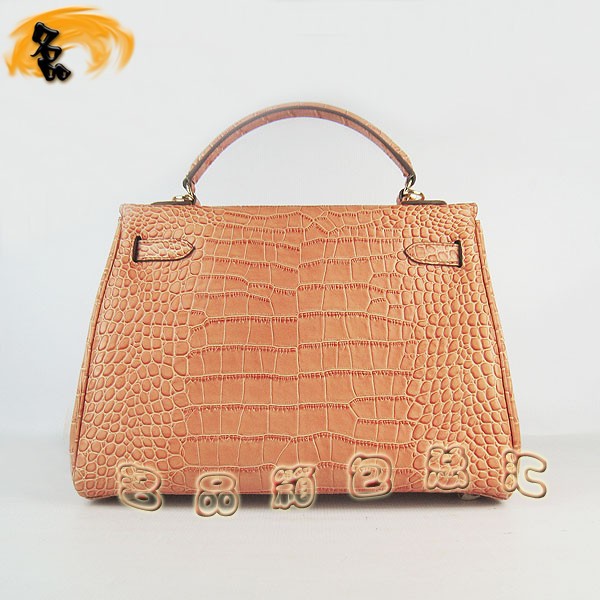 6108 愛馬仕凱莉包 Hermes女包 手提包 愛馬仕斜挎包 Hermes Kelly Bag 鱷魚紋 橙色金扣