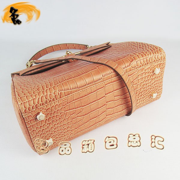 6108 愛馬仕凱莉包 Hermes女包 手提包 愛馬仕斜挎包 Hermes Kelly Bag 鱷魚紋 橙色金扣