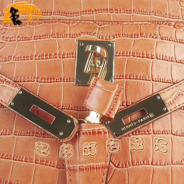 6108 愛馬仕凱莉包 Hermes女包 手提包 愛馬仕斜挎包 Hermes Kelly Bag 鱷魚紋 橙色金扣