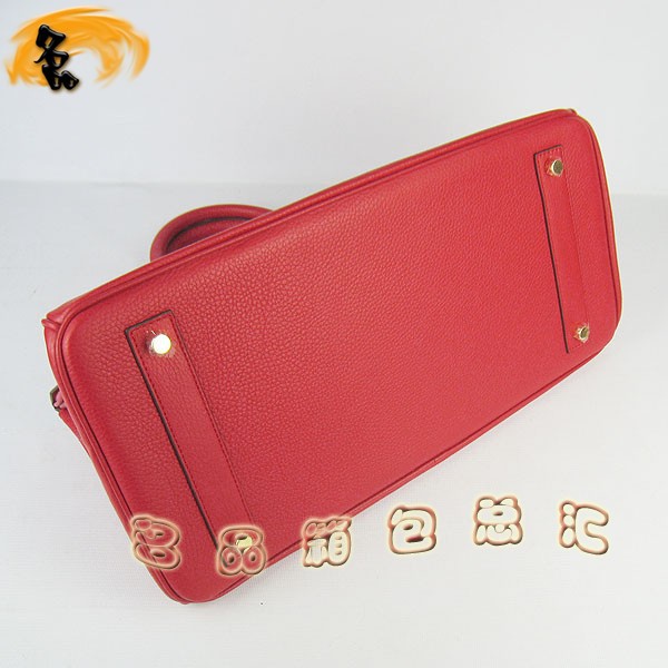 6109 Hermes經典 Birkin 鉑金包 Hermes時尚休閑女士 手提包 荔枝紋 42 紅色金扣