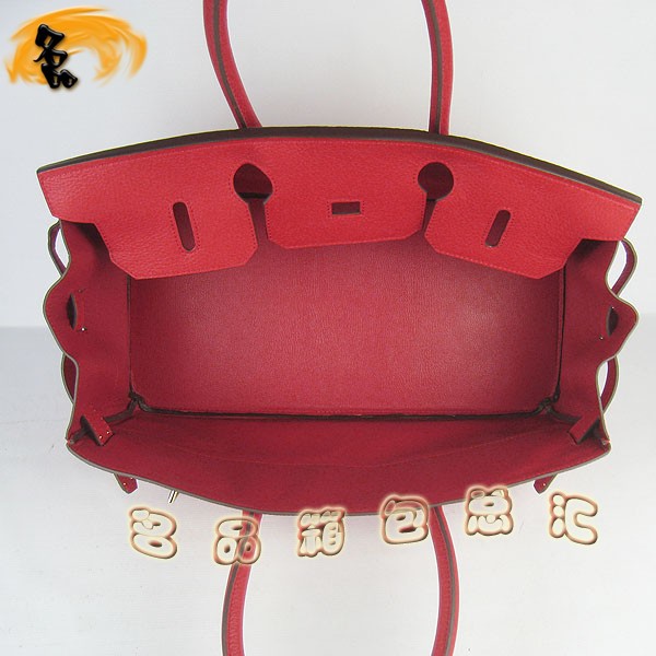6109 Hermes經典 Birkin 鉑金包 Hermes時尚休閑女士 手提包 荔枝紋 42 紅色金扣