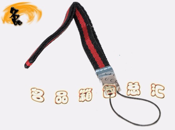 07168R Gucci手機掛飾 Gucci飾品 Gucci手機鏈 古奇最新款掛件 織帶 黑配紅色