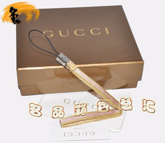 07168R Gucci手機掛飾 Gucci飾品 Gucci手機鏈 古奇最新款掛件 織帶 黃配粉色