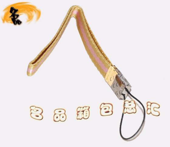 07168R Gucci手機掛飾 Gucci飾品 Gucci手機鏈 古奇最新款掛件 織帶 黃配粉色