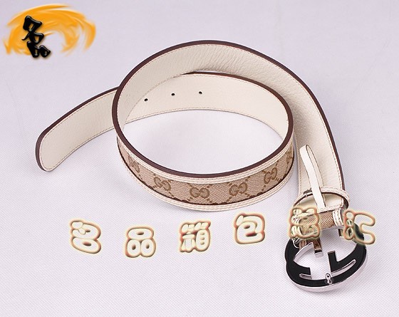 114876 Gucci腰帶 Gucci最新款 古奇經典雙G帆布時尚休閑女士皮帶 灰配杏