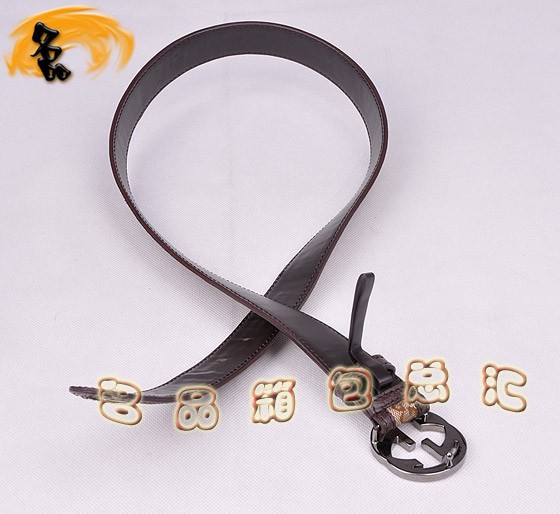 114876 Gucci腰帶 Gucci最新款 古奇經典雙G帆布時尚休閑女士皮帶 深啡配杏