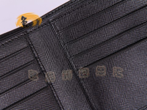 M513 Prada錢包 最新款十字紋牛皮男士短款錢包 普拉達錢夾 Prada錢夾 黑色