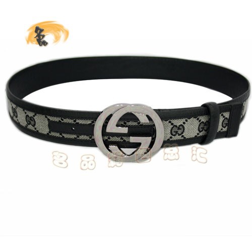 114876 Gucci經(jīng)典款時(shí)尚男士皮帶 Gucci皮帶 古奇雙G帆布男款皮帶 Gucci腰帶 灰色