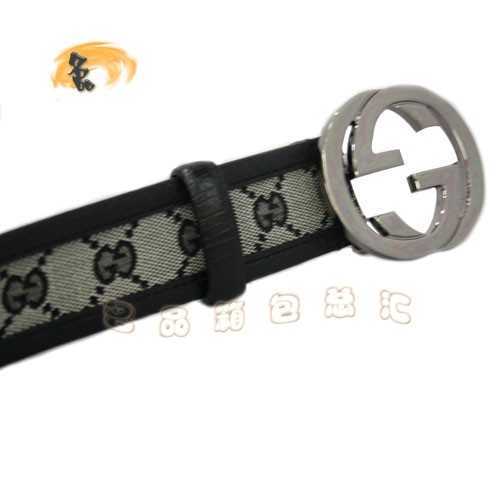 114876 Gucci經(jīng)典款時(shí)尚男士皮帶 Gucci皮帶 古奇雙G帆布男款皮帶 Gucci腰帶 灰色