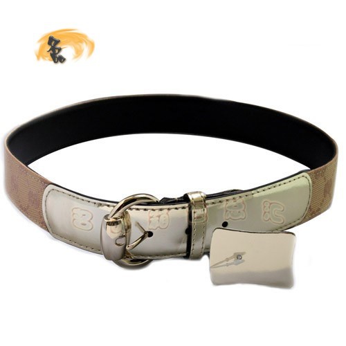 162942 經典款Gucci時尚帆布女士皮帶 Gucci皮帶 古奇女款皮帶 Gucci腰帶 粉配金色