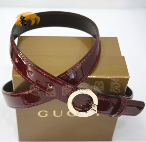 U135 Gucci皮帶 Gucci漆皮女士皮帶 古奇皮帶 牛皮 Gucci腰帶 紫紅色