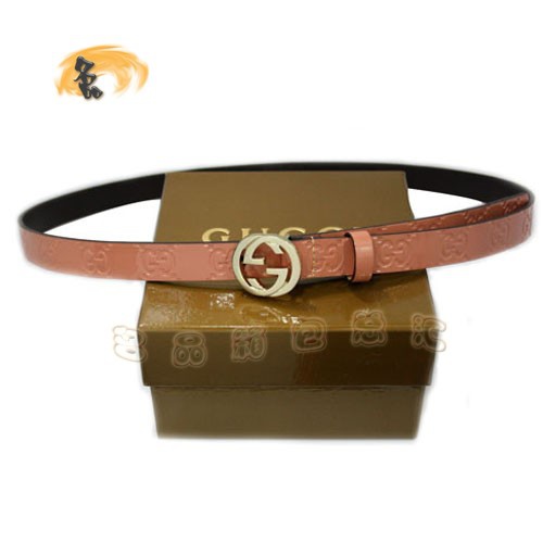 N013 古奇皮帶 Gucci皮帶 Gucci漆皮時尚女士皮帶 牛皮Gucci腰帶 粉紅色