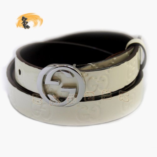 N013 古奇皮帶 Gucci皮帶 Gucci漆皮時尚女士皮帶 牛皮Gucci腰帶 白色
